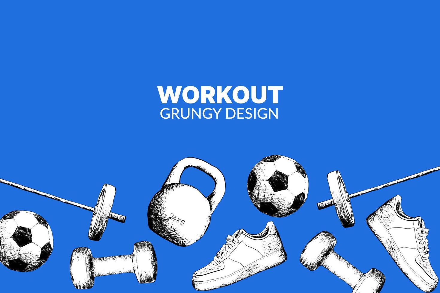 Workout fitness sport sketch grunge style design vector