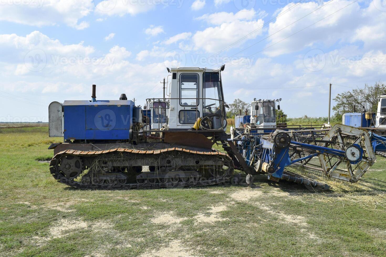 Combine harvesters. Agricultural machinery. photo