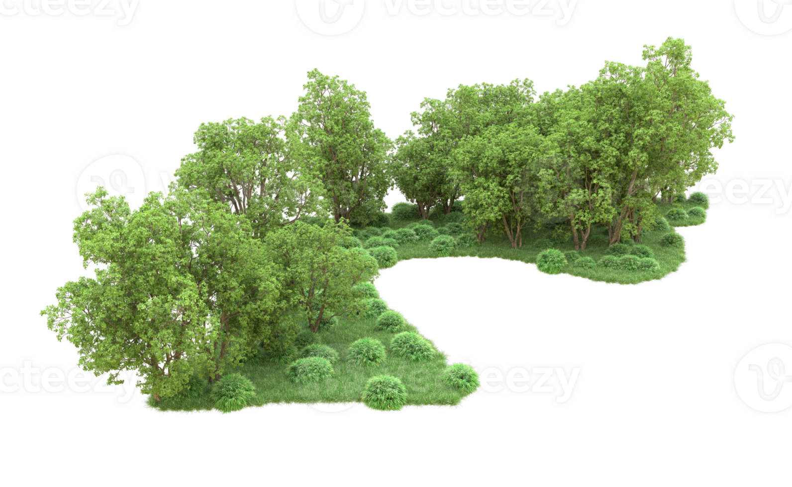 Green forest isolated on background. 3d rendering - illustration png