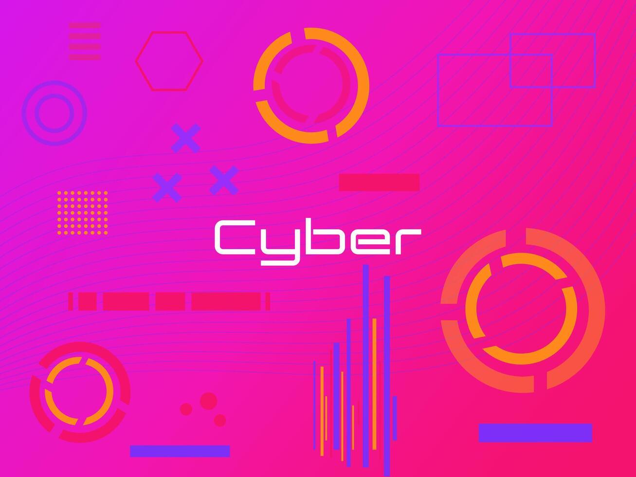 Bright design templates in cyberpunk style. Geometric shapes and figures vector