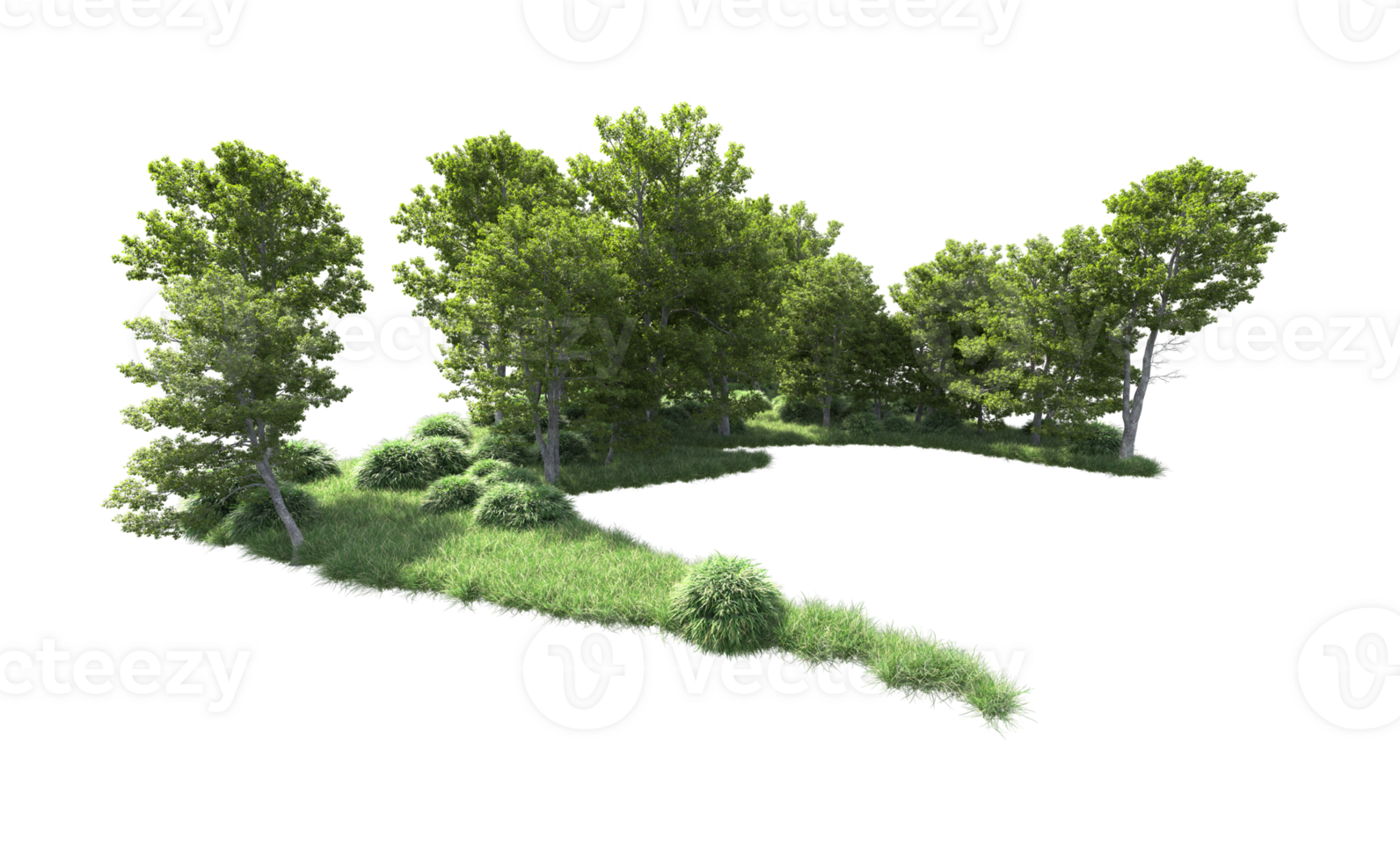 verde floresta isolado em fundo. 3d Renderização - ilustração png