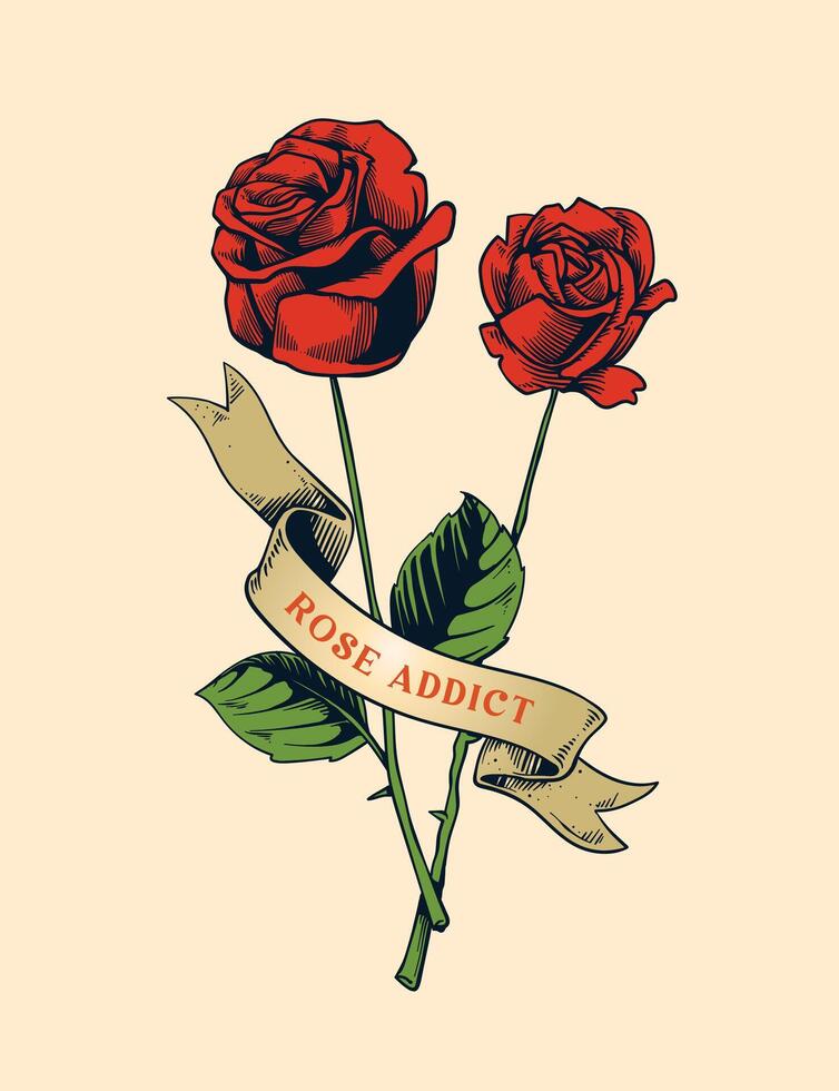 rose flower hand drawn element design vector