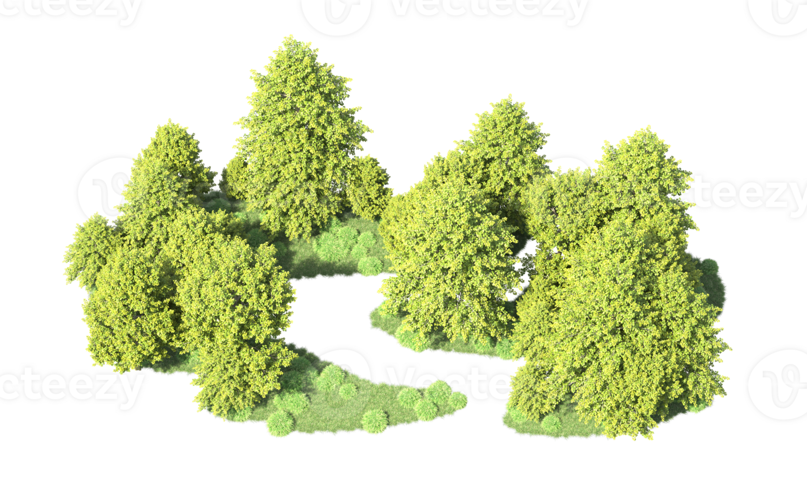 grön skog isolerat på bakgrund. 3d tolkning - illustration png