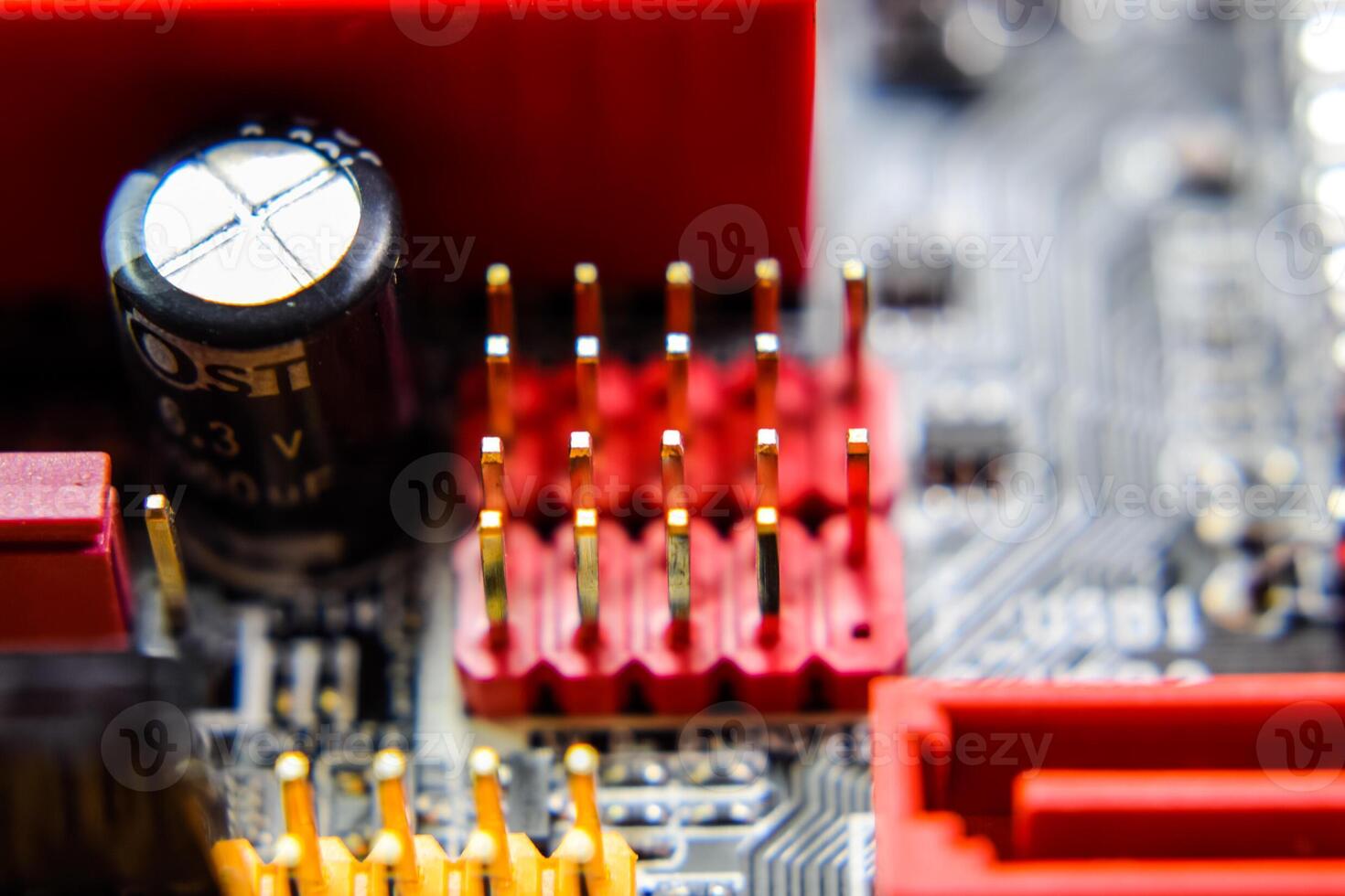 Electronic board with electrical components. Electronics of computer equipment photo