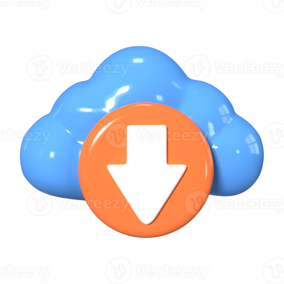descargar desde la nube icono de ilustración 3d png