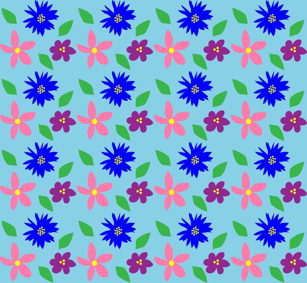 delicado sin costura floral modelo en el formar de multicolor flores y hojas en un azul antecedentes vector