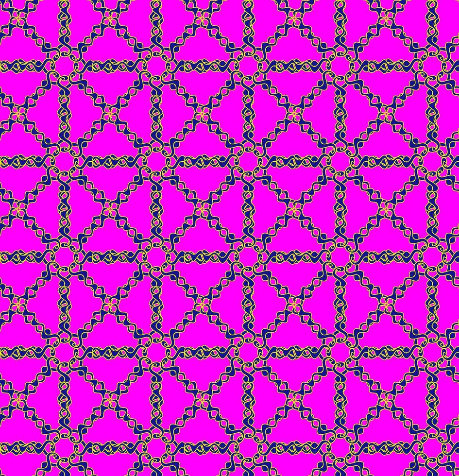 Abstract seamless pattern in blue and gold color on pink background vector