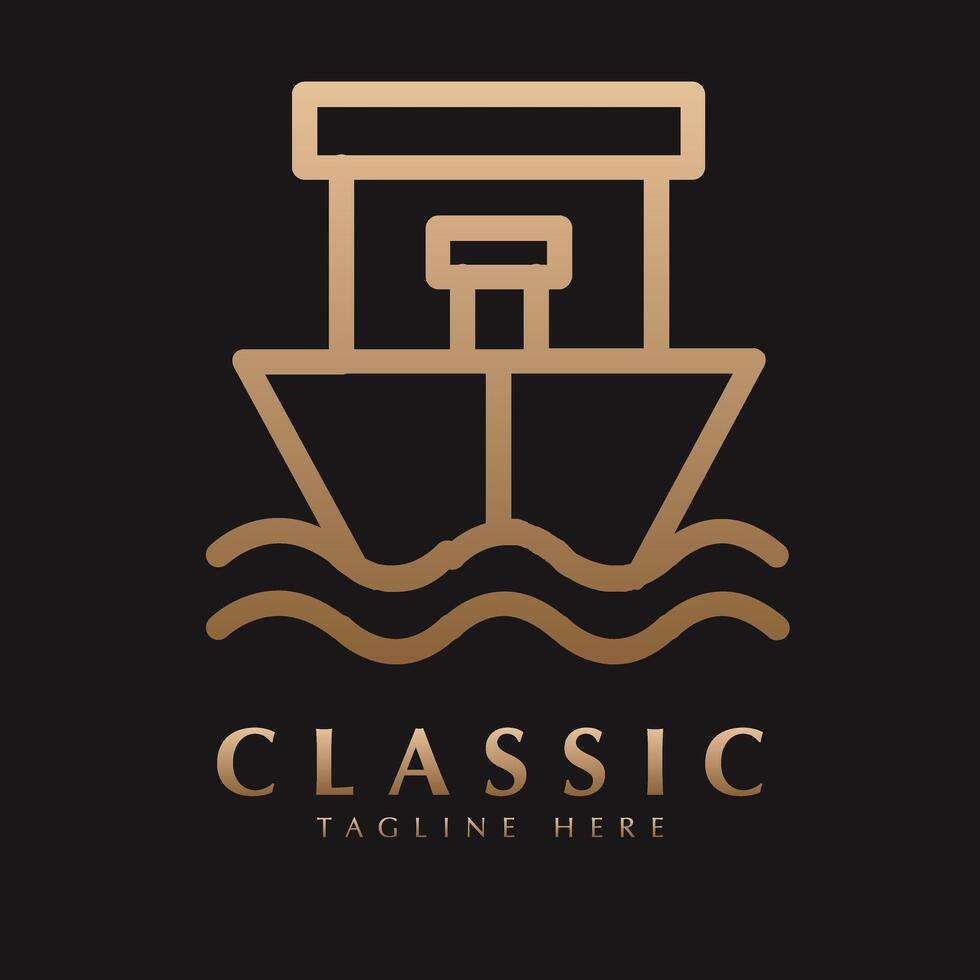 sailing ship logo design icon vector