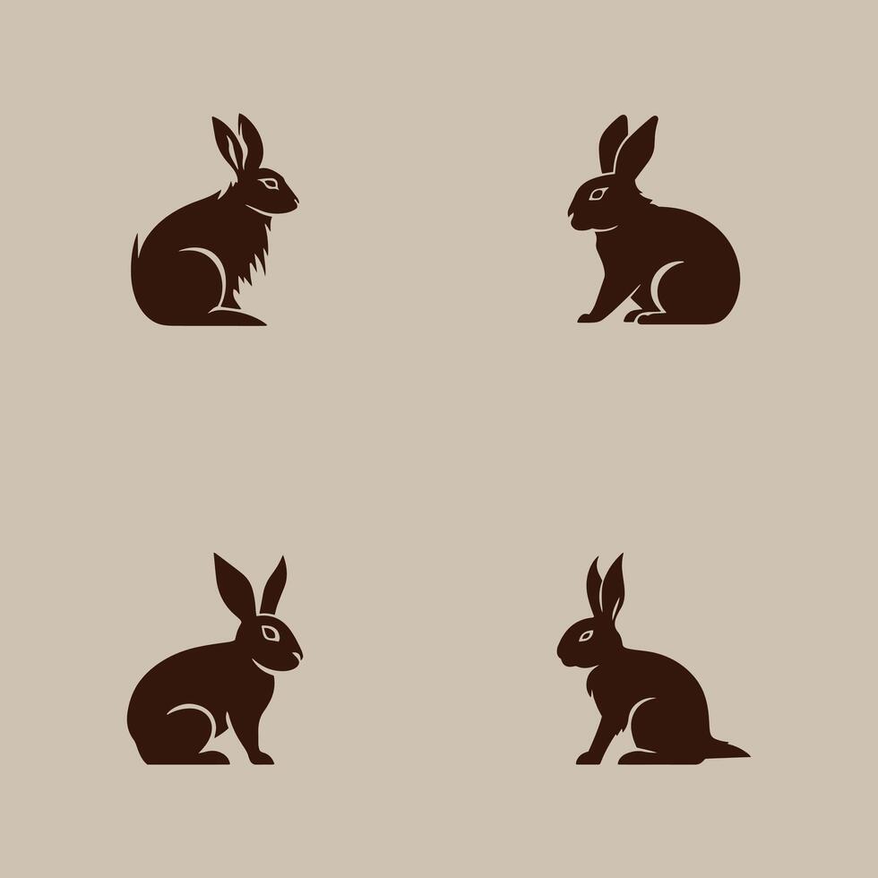 Set of Rabbit Silhouette easter bunnies logo, rabbit logo vector icon