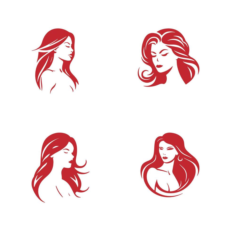 Girls logo icon set premium silhouettes design female fashion concept vector