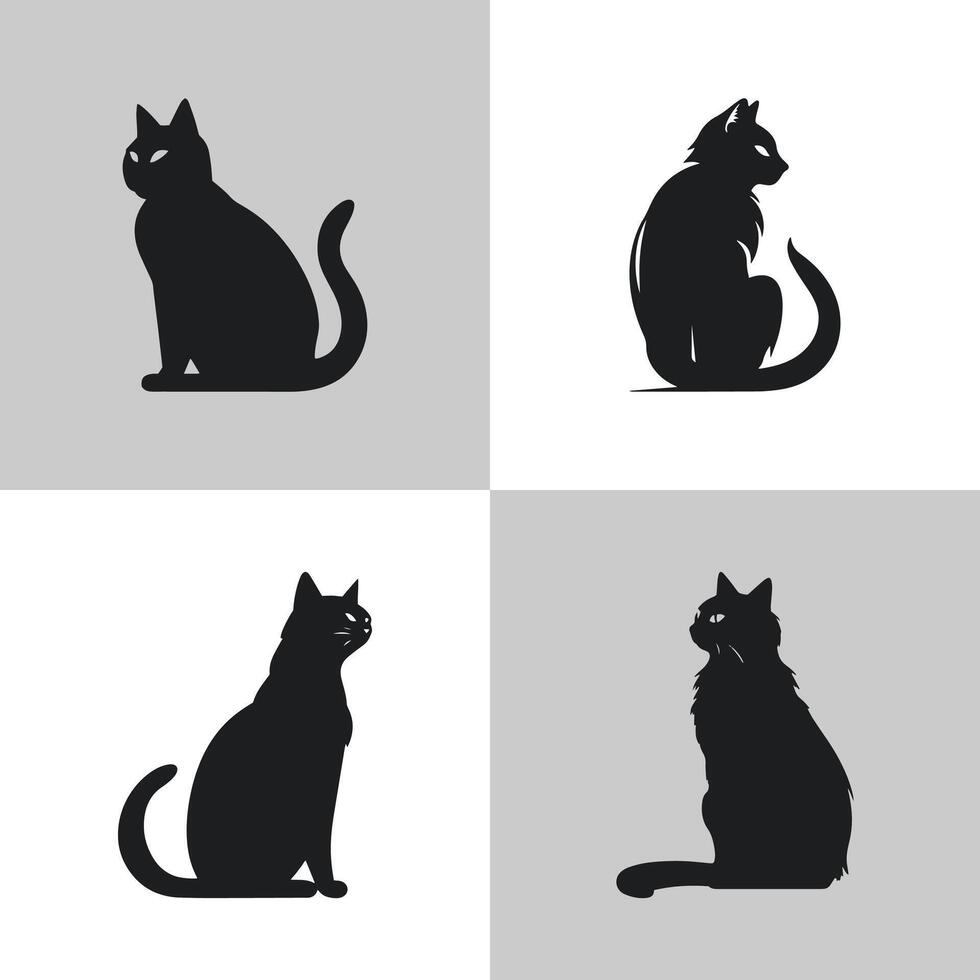 Cats logo icon set premium silhouettes design vector