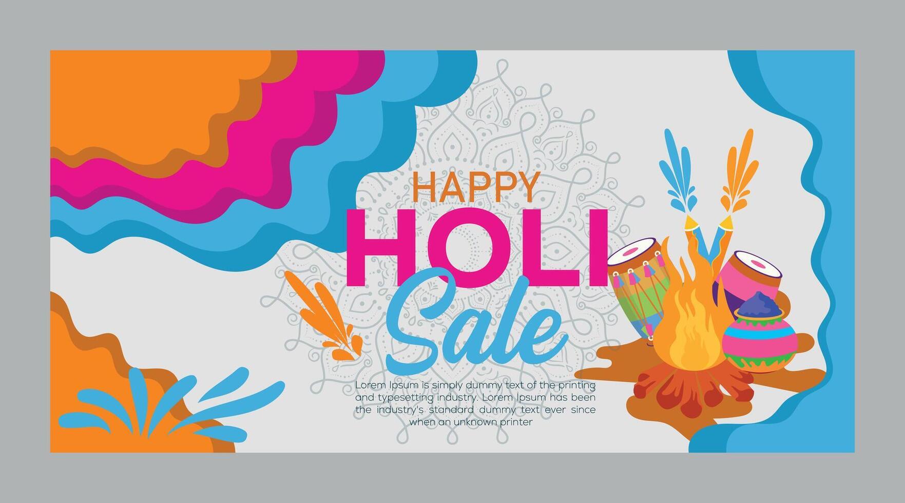 Happy Holi colorful banner template indian hinduism festival celebration, social media poster design  and horizontal banner template for holi festival celebration vector