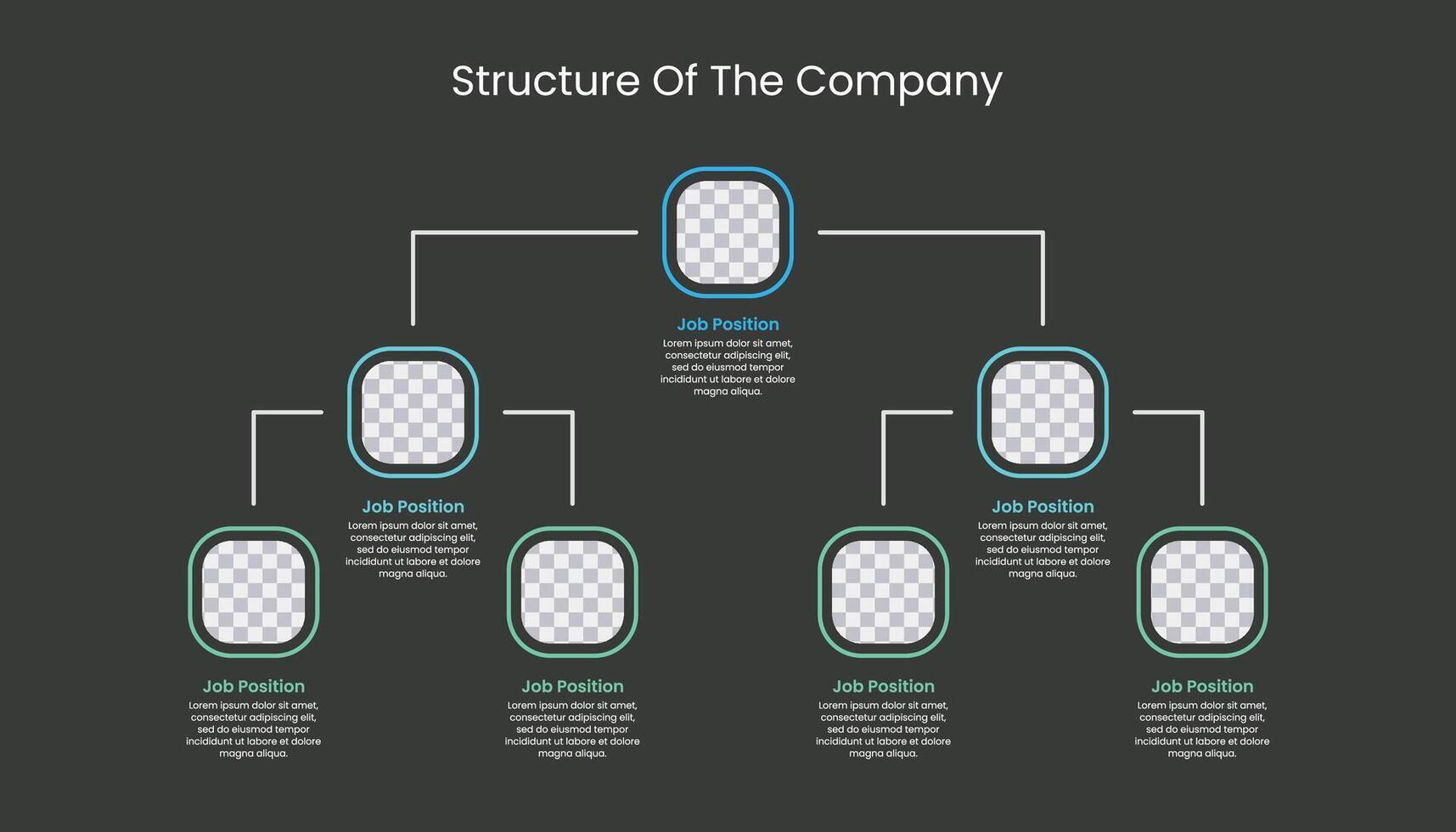 Corporate organizational structure chart infographic. vector