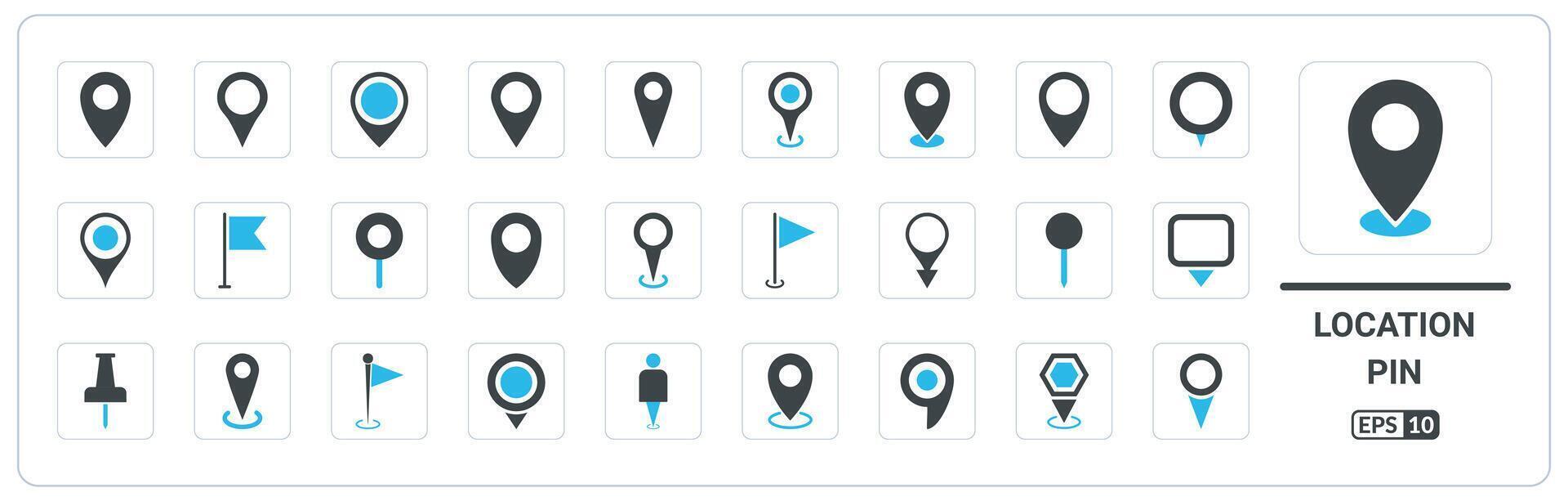 Location and map pin color flat icon collection vector