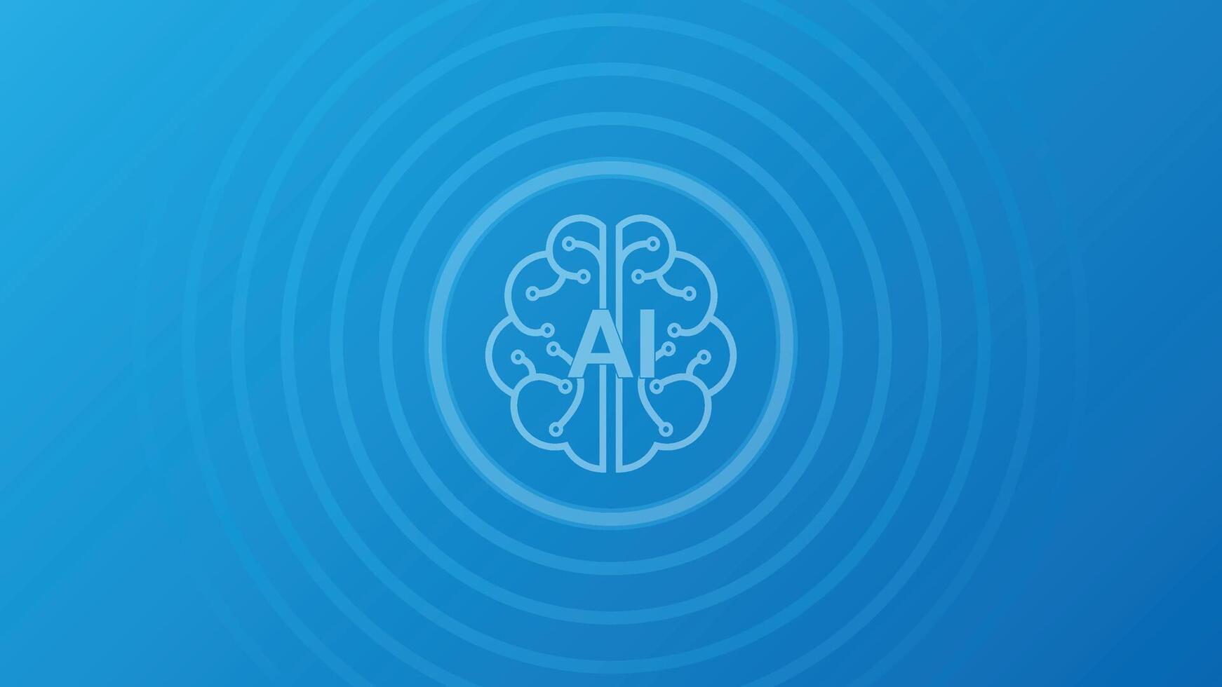 Artificial intelligence innovation blue background with a brain in the center vector