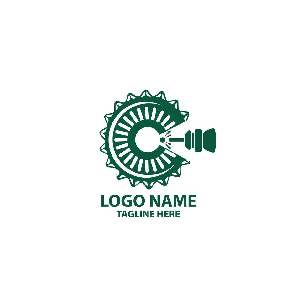 bottle cap cutting logo design vector