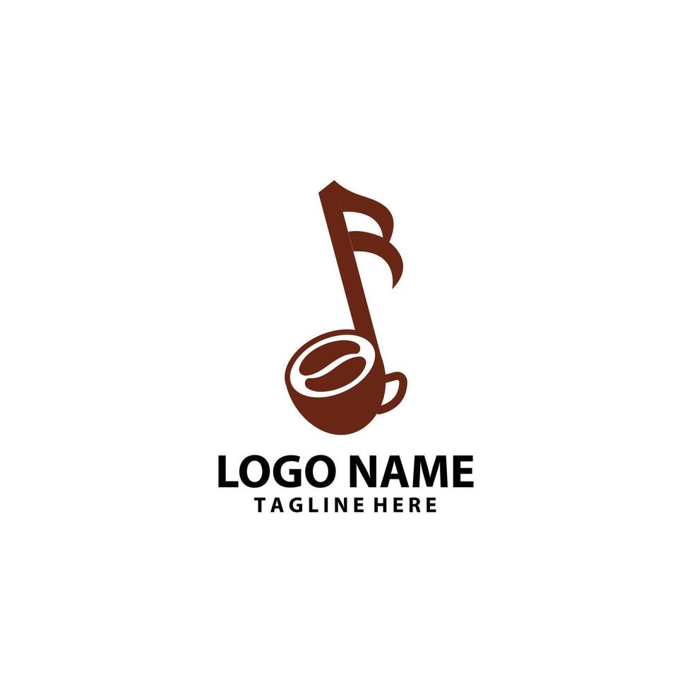 music coffee logo design vector