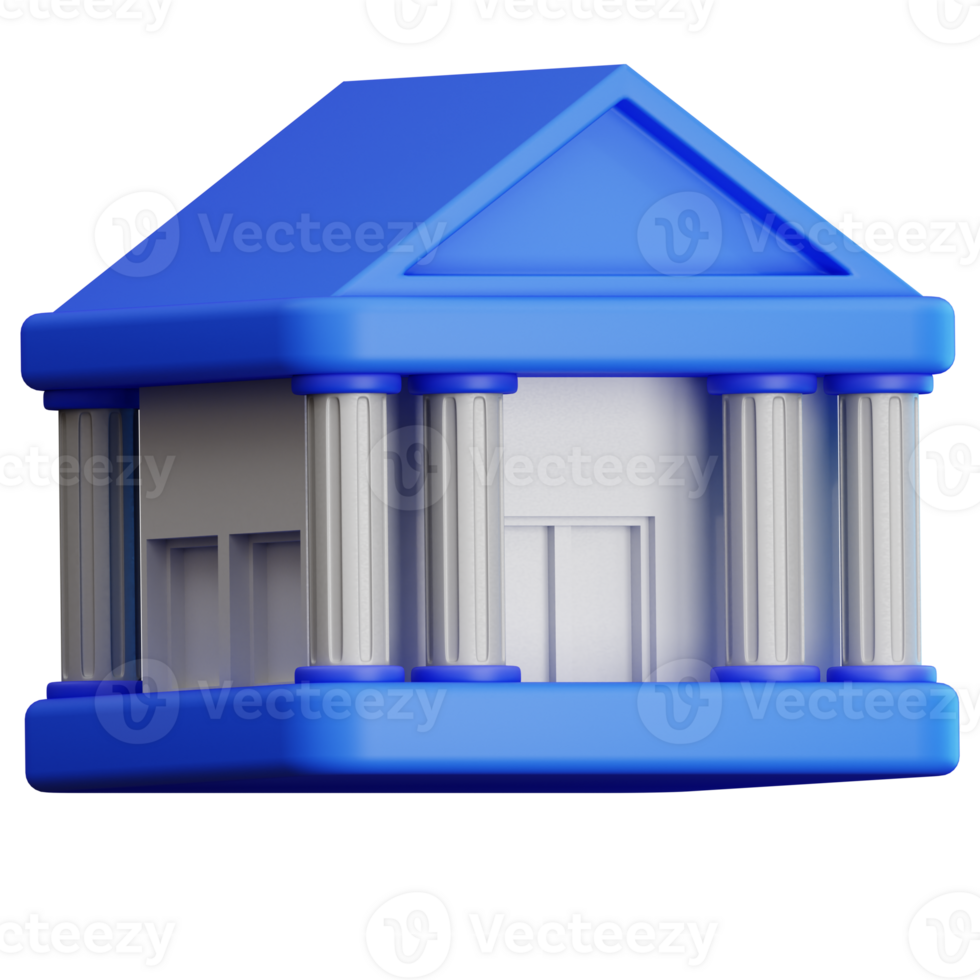 Bank 3D Illustration for web, app, infographic, etc png