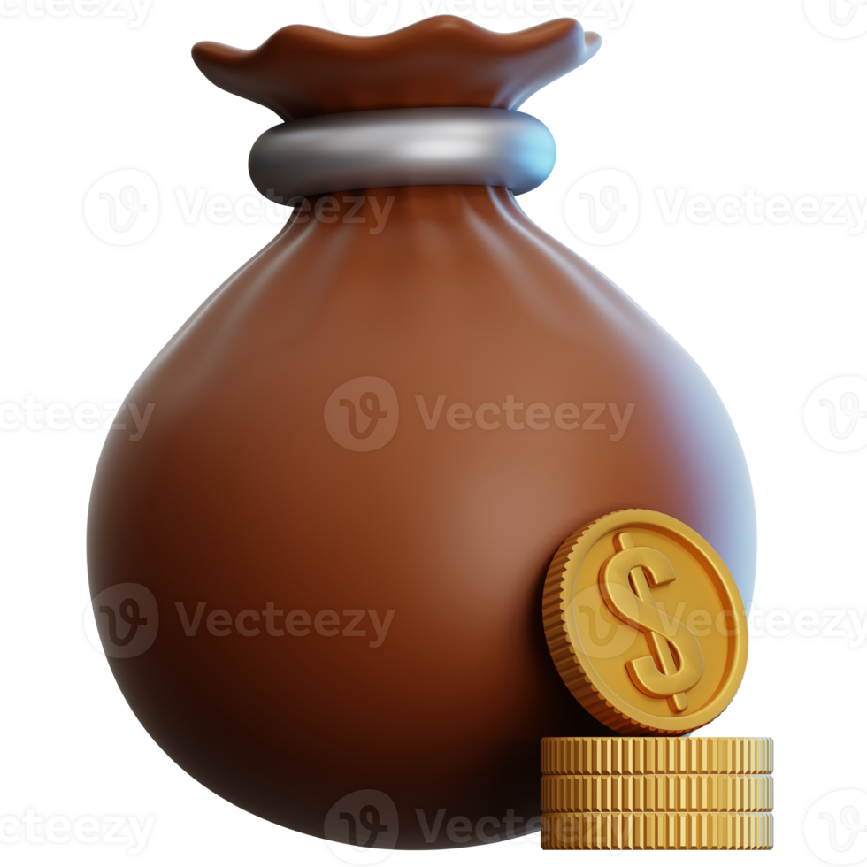 Money Bag 3D Illustration for web, app, infographic, etc png