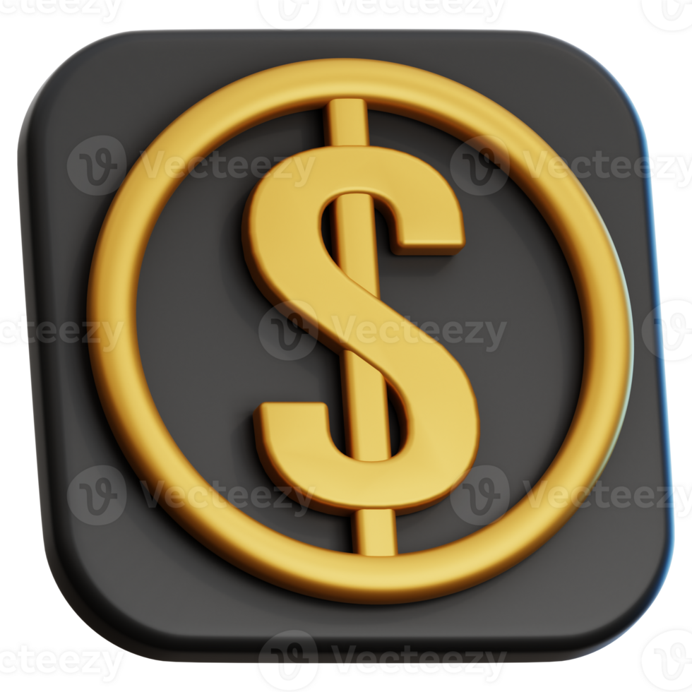 Dollar Sign 3D Illustration for web, app, infographic, etc png