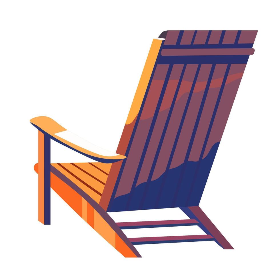 Vector illustration, flat style. Chaise longue, wooden beach chair for relaxation.