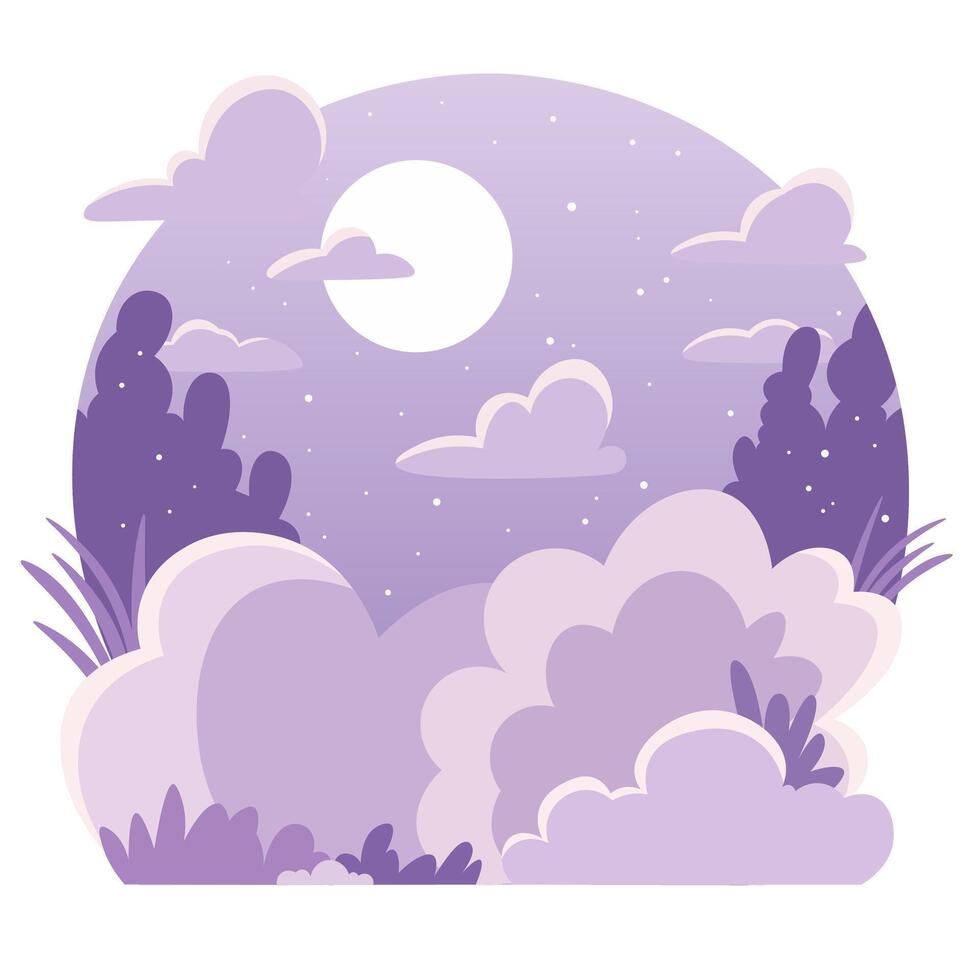 Vector illustration, flat style. Cute fairytale, natural background for character