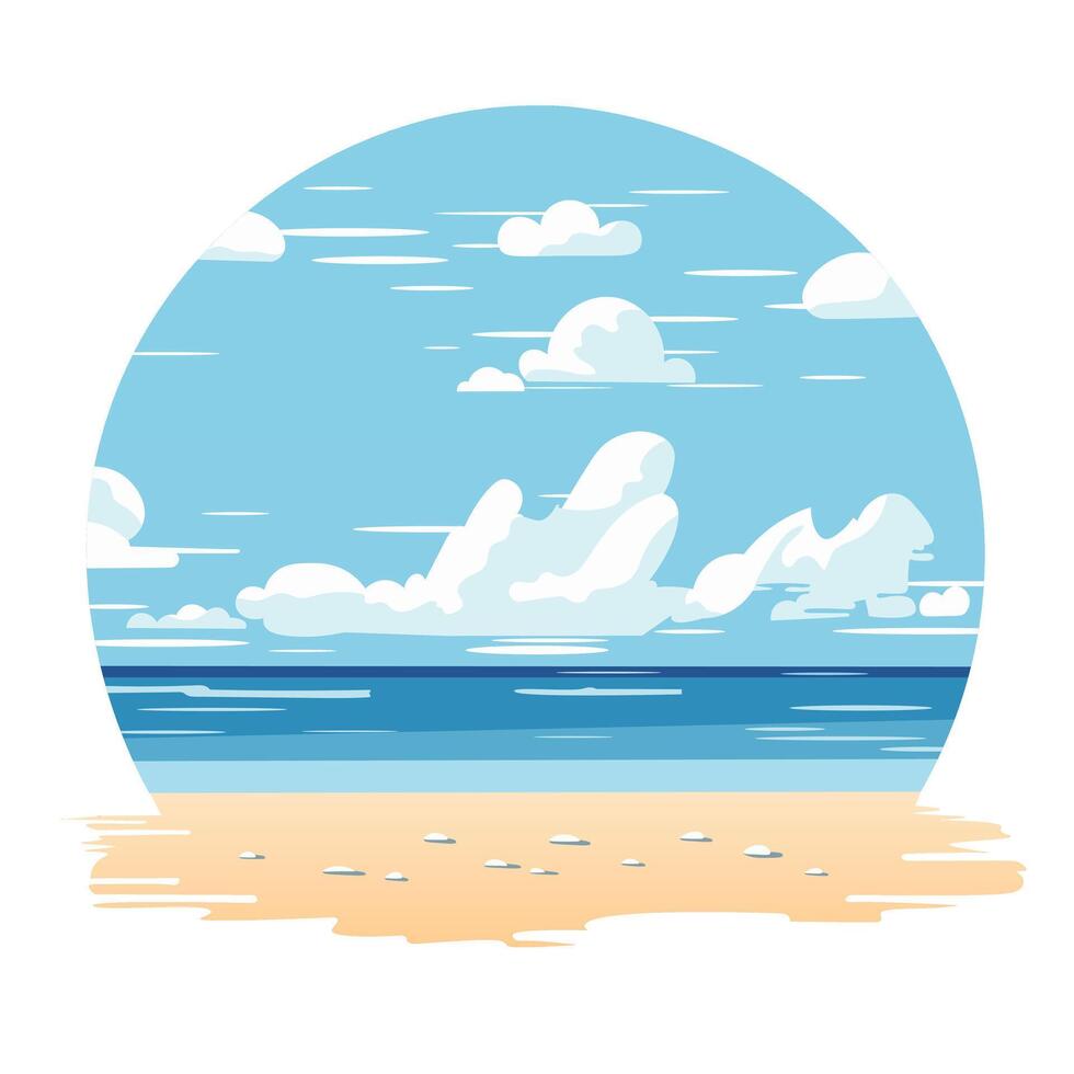 Vector illustration, flat style. Tropical beach, beautiful sea view