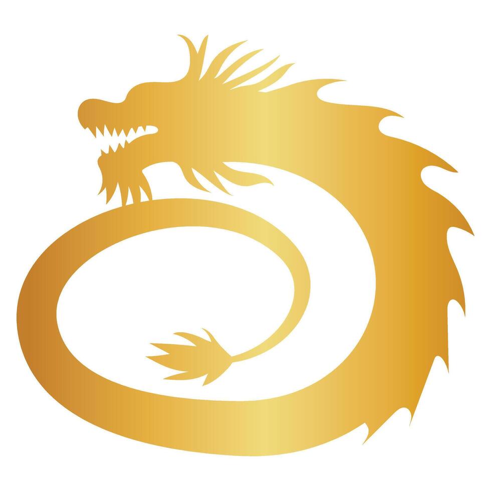Golden Dragon Silhouette vector
