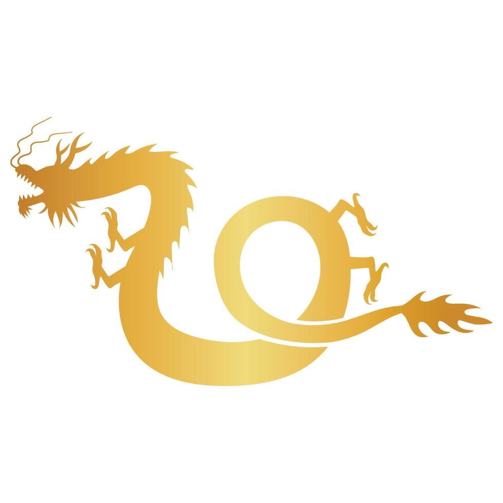 Golden Dragon Silhouette vector