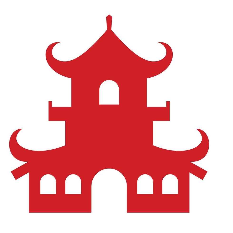 Silhouette of Chinese Building vector