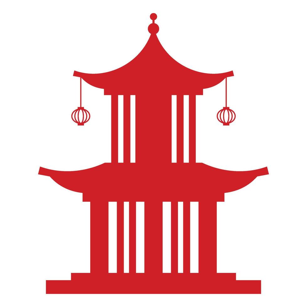 Silhouette of Chinese Building vector