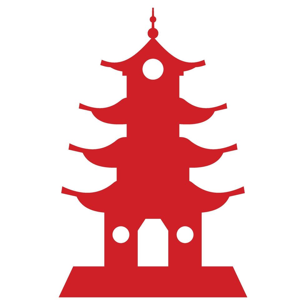 Silhouette of Chinese Building vector