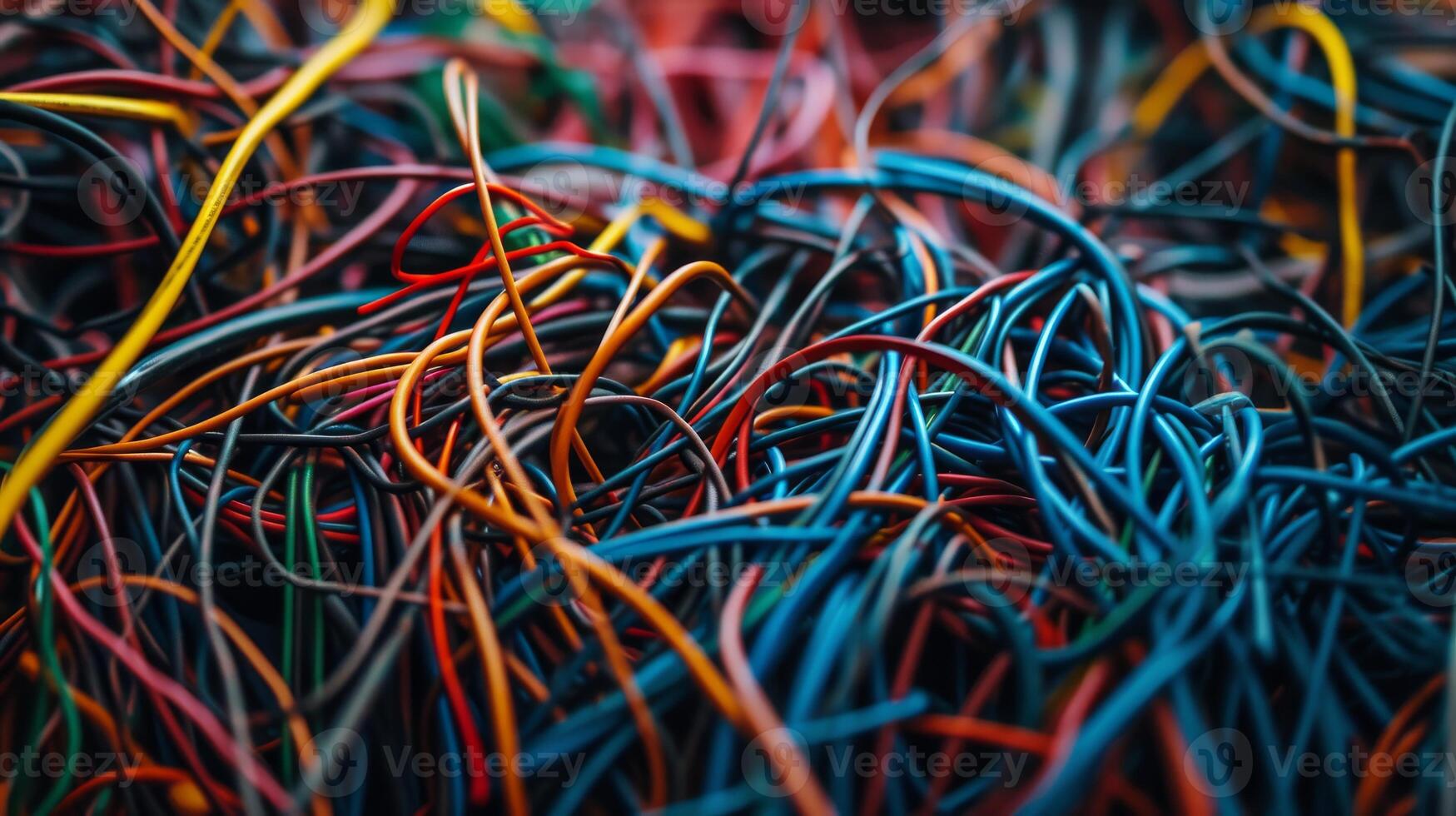 AI generated tangle of colorful wires confusion and lack of organization photo