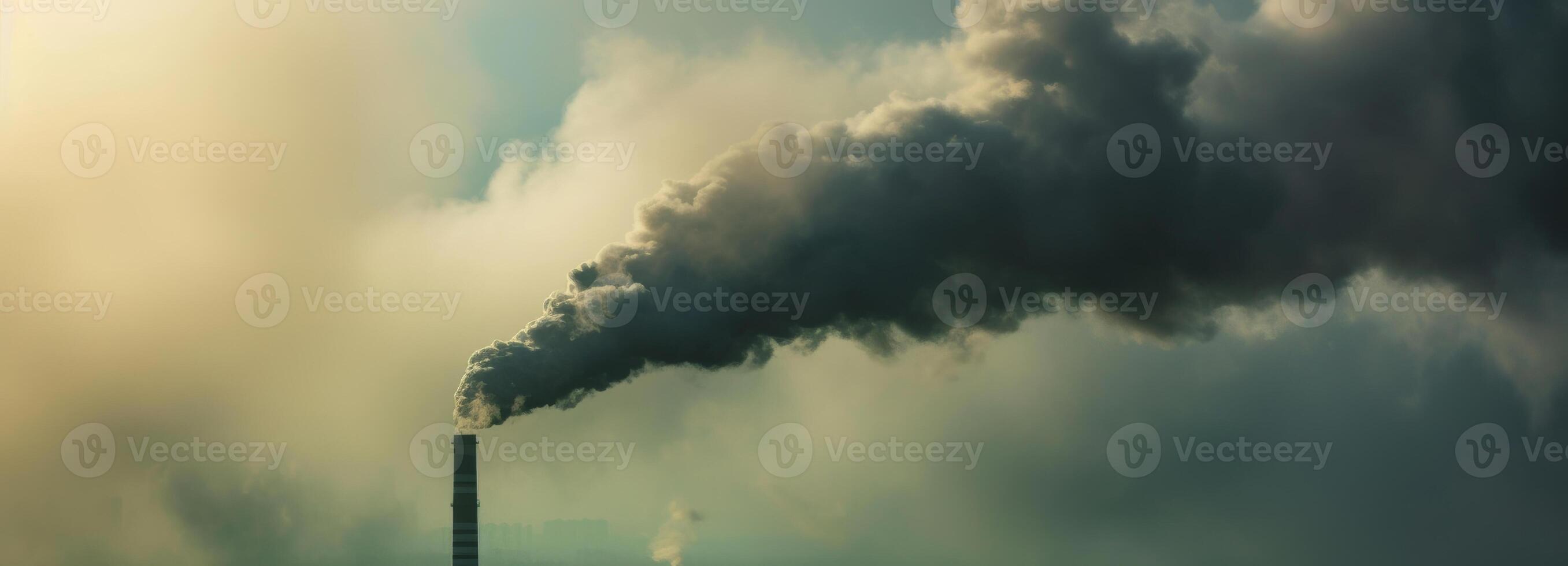 AI generated Global Warming industrial pollution a large plume of smoke into the air photo