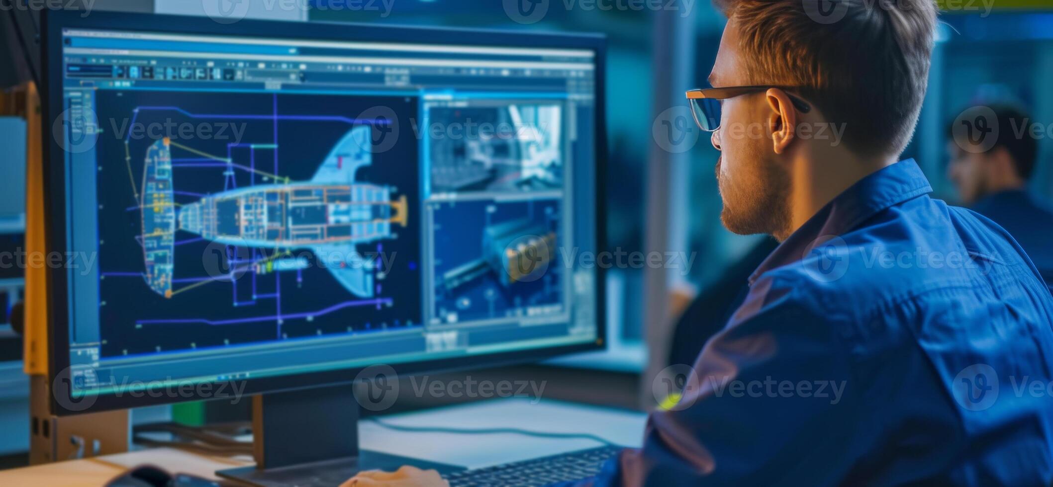 AI generated AD software and technical drawings for yacht propulsion system engineering photo
