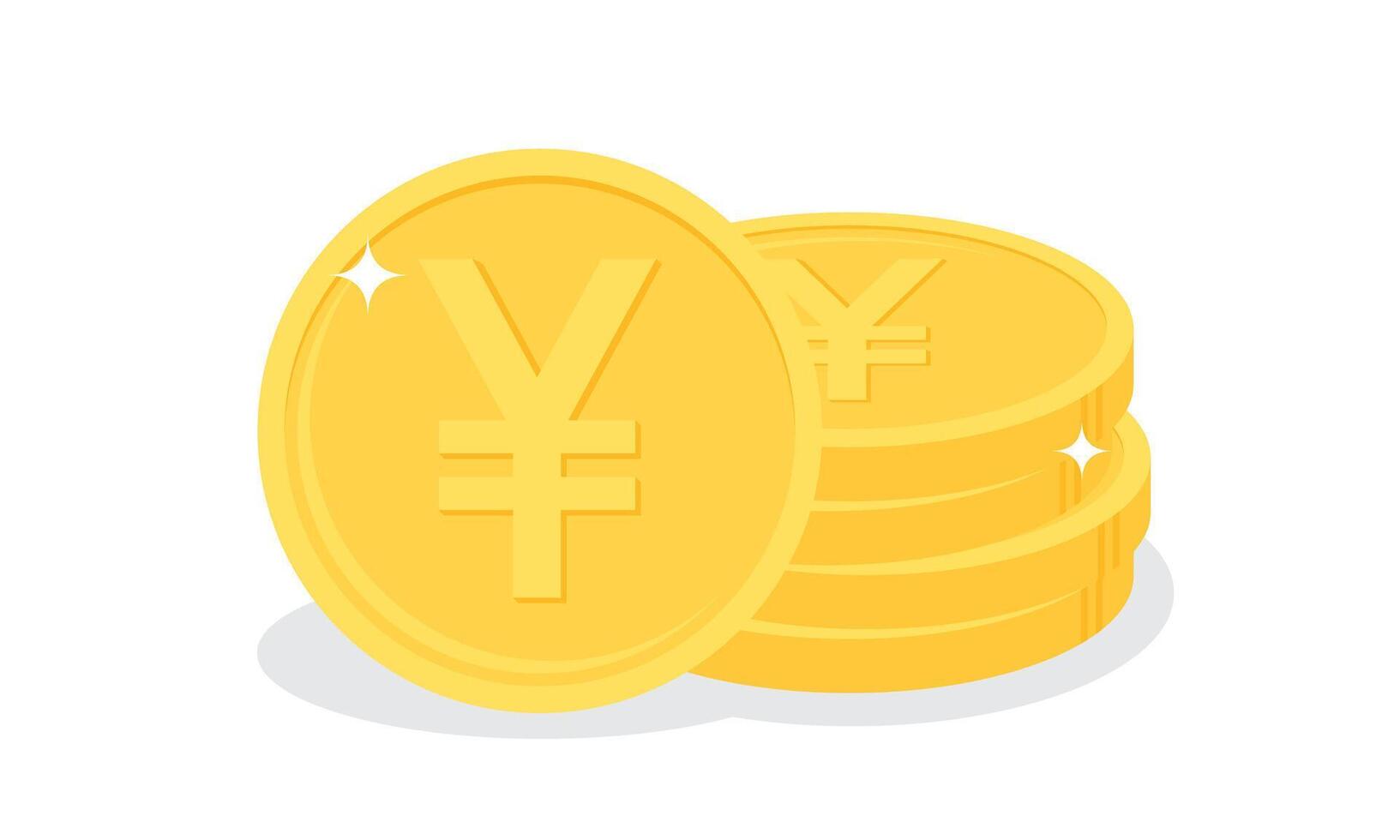 Stack of gold Japanese yen or Chinese yuan coins. Business and finance concept. Flat design vector illustration.