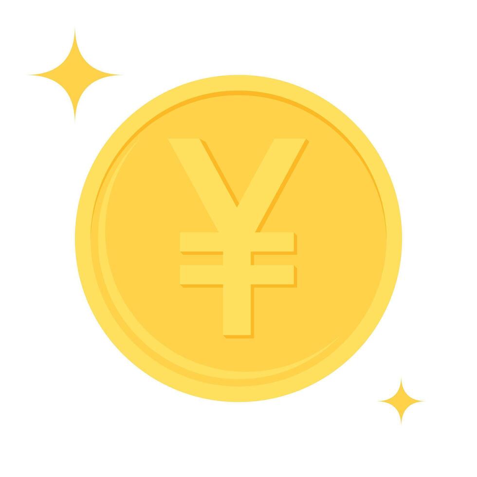 Flat design illustration of gold Japanese yen or Chinese yuan coin. Business and finance concept. vector