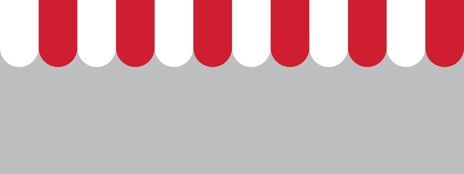 Red and white striped shop awning. Seamless vector illustration pattern.