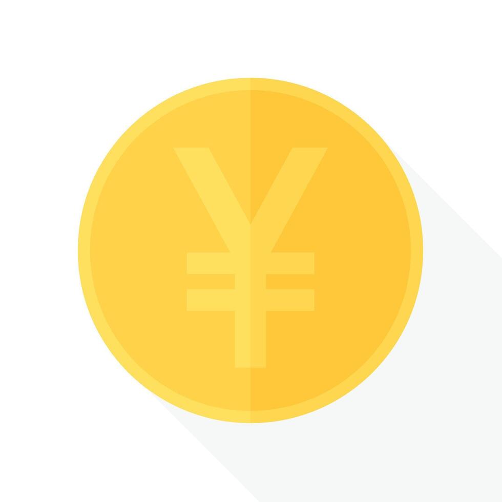 Flat design illustration of gold Japanese yen or Chinese yuan coin. Business and finance concept. vector