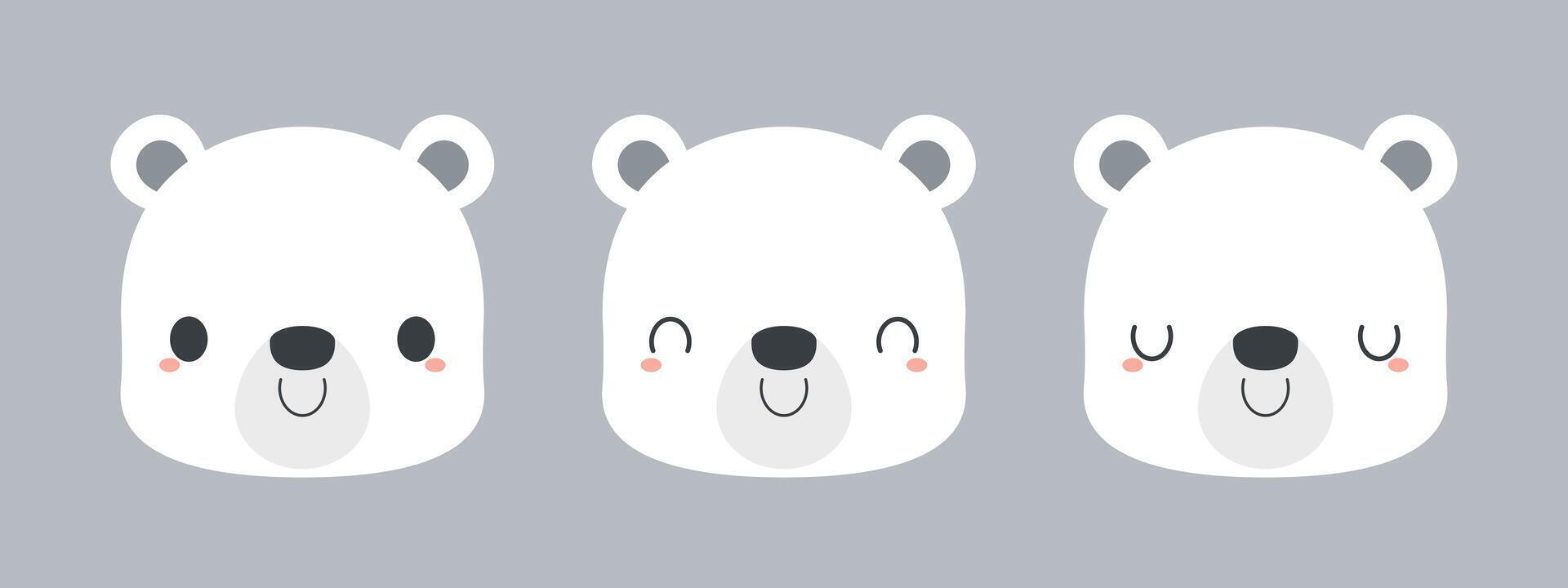 conjunto de linda polar oso dibujos animados caracteres. plano vector ilustración.