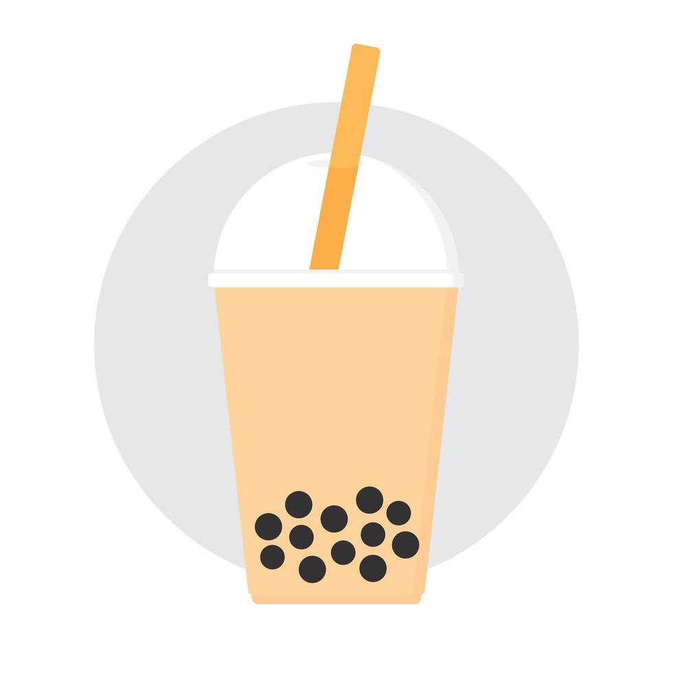 Taiwanese bubble milk tea. Flat vector illustration.