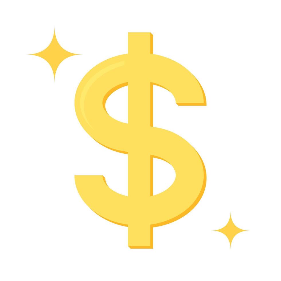 Flat design illustration of gold dollar coin. Business and finance concept. vector
