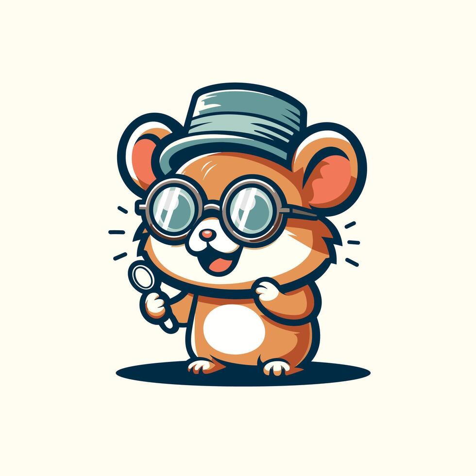 cute hamster cartoon mascot with retro style vector
