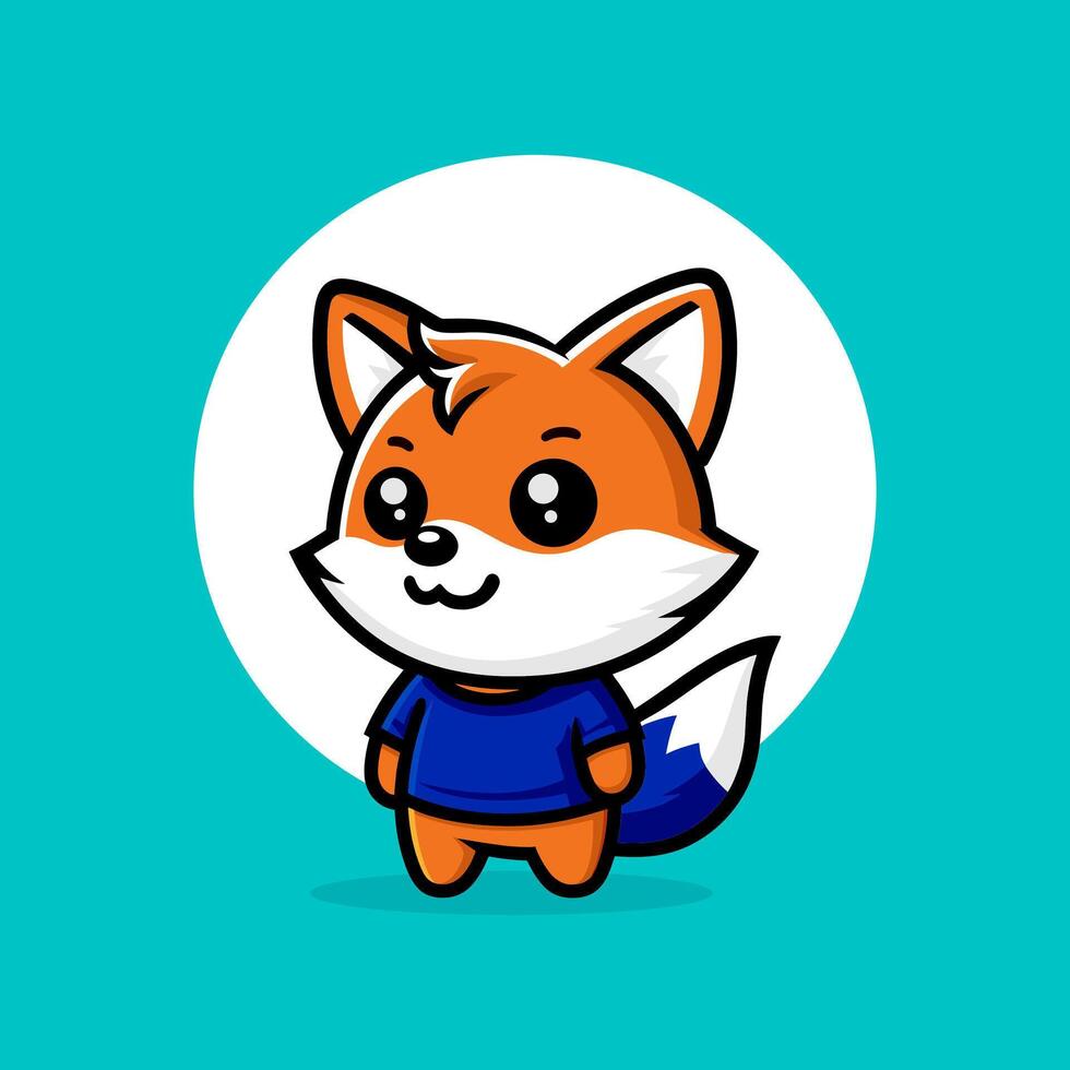 cute fox cartoon mascot vector