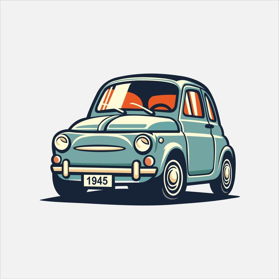 vintage retro cute car design vector