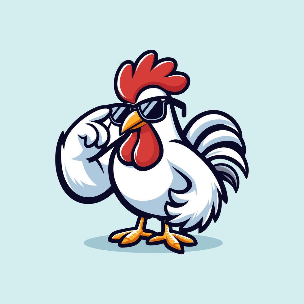 cool and cute chicken mascot vector