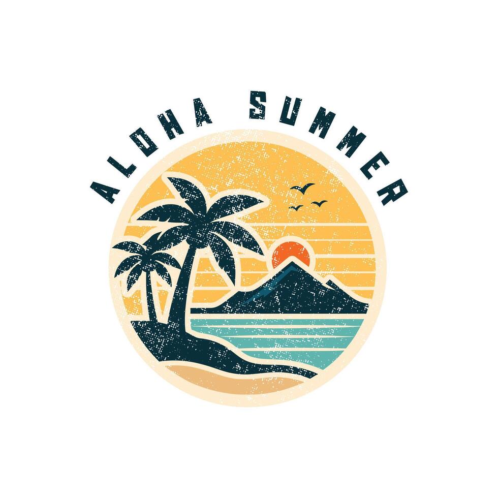 modern vintage retro of summer adventure badge logo for tshirt printing vector