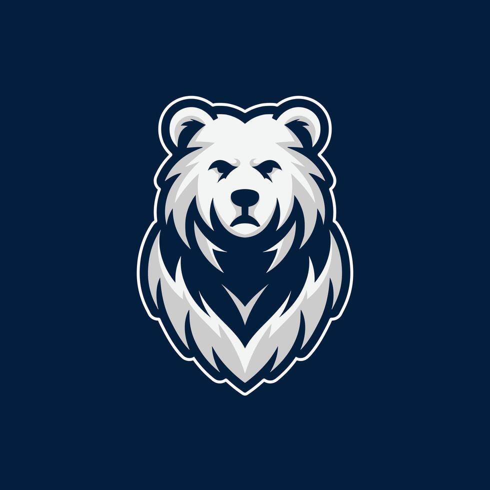 awesome bear esport logo design vector