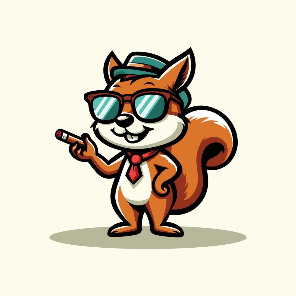 cool and cute squirrel cartoon mascot vector