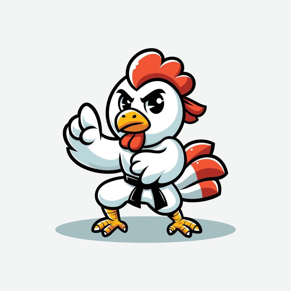 cute chicken mascot as a karate master vector